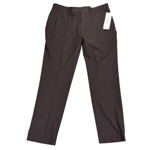 Calvin Klein Mens X Jace Slim Fit Stretch Plaid Dress Pants Wine Red 40x32